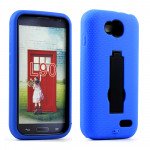 Wholesale LG Optimus L90 Armor Hybrid Stand Case (Blue Black)